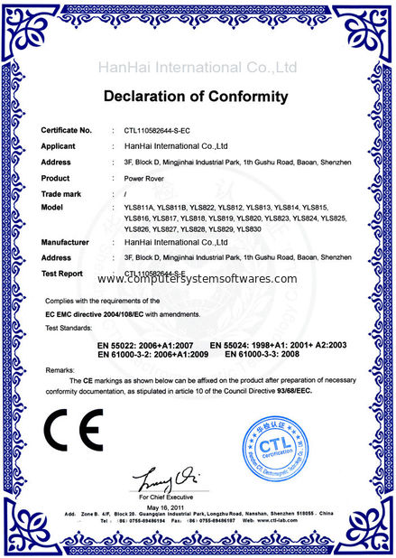 Chiny Shenzhen Hanhai Qianda Industrial Co., Ltd Certyfikaty